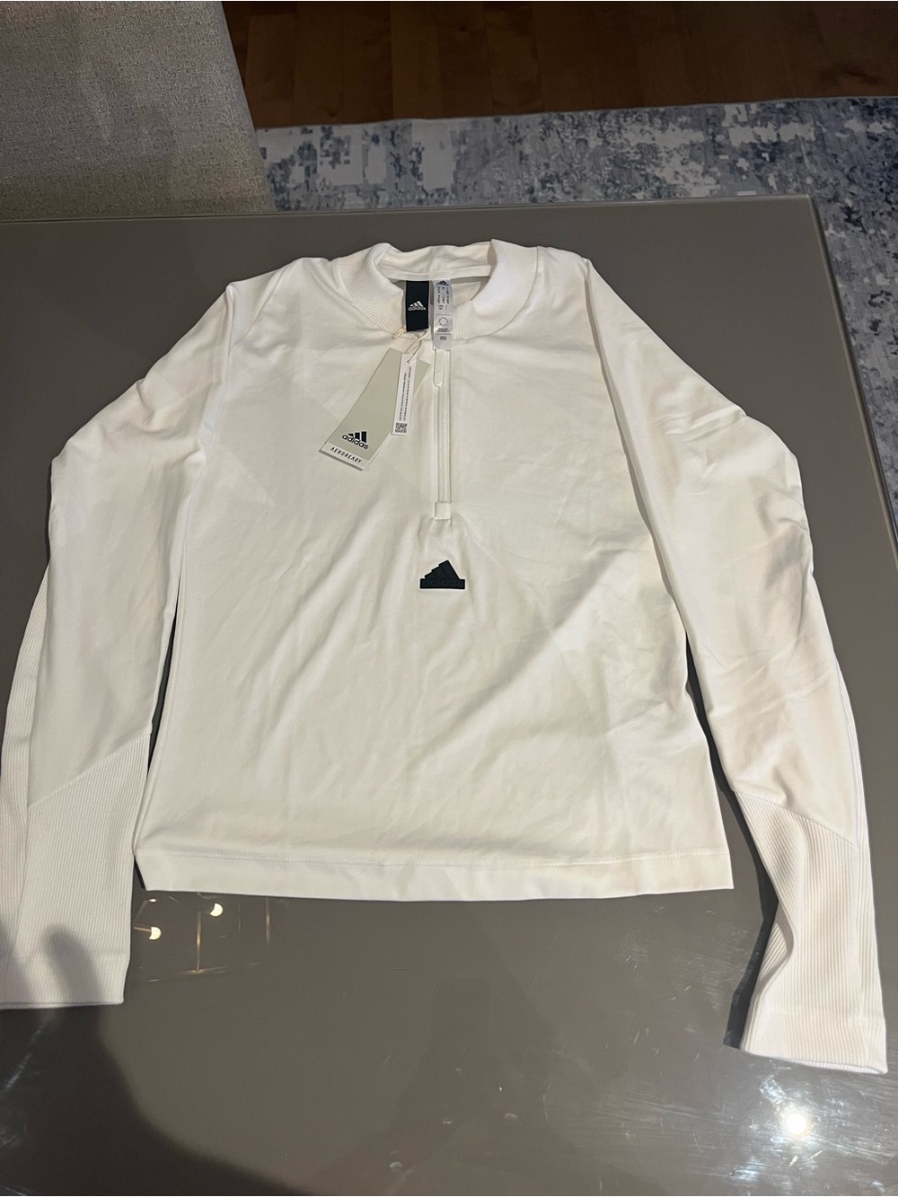 Adidas White Long-Sleeve Quarter-Zip Training Shirt